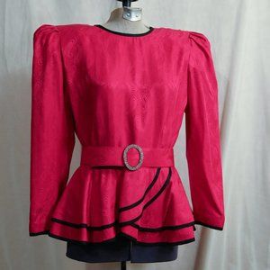 Vintage Hot Pink 80s Peplum Blouse